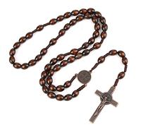 EZVFIRPDFZ Handmade Wooden Catholic Rosaries and Metal Crucifix,Wooden Prayer Catholic Cross Necklace,Christianity Rosary,Rosaries
