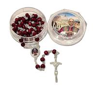 EZVFIRPDFZ Handmade Wooden Catholic Rosary,Pope Leo XIV Red Rose Petals Scented Wooden Rosary,Made in Italy,2025 American Pope