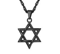 EZVFIRPDFZ Jewish Magen Star Of David Necklace For Women Men,Stainless Steel/925 Sterling Silver Hexagon Pendant Necklace,Adjustable,Come with Box
