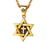 EZVFIRPDFZ Jewish Magen Star Of David Necklace For Women Men,Stainless Steel/925 Sterling Silver Hexagon Pendant Necklace,Adjustable,Come with Box
