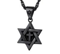 EZVFIRPDFZ Jewish Magen Star Of David Necklace For Women Men,Stainless Steel/925 Sterling Silver Hexagon Pendant Necklace,Adjustable,Come with Box