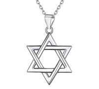 EZVFIRPDFZ Jewish Magen Star Of David Necklace For Women Men,Stainless Steel/925 Sterling Silver Hexagon Pendant Necklace,Adjustable,Come with Box