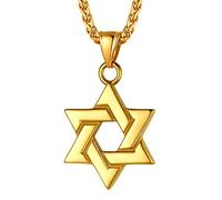 EZVFIRPDFZ Jewish Magen Star Of David Necklace For Women Men,Stainless Steel/925 Sterling Silver Hexagon Pendant Necklace,Adjustable,Come with Box