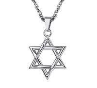 EZVFIRPDFZ Jewish Magen Star Of David Necklace For Women Men,Stainless Steel/925 Sterling Silver Hexagon Pendant Necklace,Adjustable,Come with Box