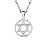EZVFIRPDFZ Jewish Magen Star Of David Necklace For Women Men,Stainless Steel/925 Sterling Silver Hexagon Pendant Necklace,Adjustable,Come with Box