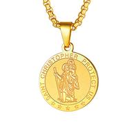 EZVFIRPDFZ Men Women Saint Michael/Christopher Necklace,Gold Plated/Black/Silver(with Gift Packing)