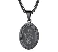 EZVFIRPDFZ Men Women Saint Michael/Christopher Necklace,Gold Plated/Black/Silver(with Gift Packing)