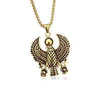 EZVFIRPDFZ Men's Silver Stainless Steel Egypt Horus Falcon Pendant Punk Biker Necklace,24" inches Chain