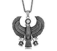 EZVFIRPDFZ Men's Silver Stainless Steel Egypt Horus Falcon Pendant Punk Biker Necklace,24" inches Chain