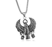 EZVFIRPDFZ Men's Silver Stainless Steel Egypt Horus Falcon Pendant Punk Biker Necklace,24" inches Chain