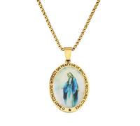 EZVFIRPDFZ Miraculous Medal-Virgin Mary Necklace,Stainless Steel Pendant Necklace,Fashion,Christian Gifts for Men&Women