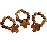 EZVFIRPDFZ Olive Wood Finger Rosary Set-Handcrafted in,Includes Certificate&Prayer Card-Set of 3 Rosaries