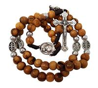 EZVFIRPDFZ Olive Wood Rosary Catholic Necklace With Jerusalem Soil&Certificate In Blue Velvet Rosary Pouch