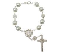 EZVFIRPDFZ One Decade Auto Rosary Beads Catholic Bracelet Saint St Benedict Crucifix Divine Mercy