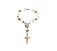 EZVFIRPDFZ One Decade Czech Cristal Saint Benedict Car Rosary Rearview Mirror Handmade