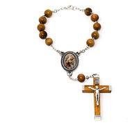 EZVFIRPDFZ One Decade Olive Car Rosary-St Christopher Rosary,St Christopher Medal&Lourdes Card