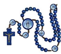EZVFIRPDFZ Our Father Rosary with Colored Wood(Blue-Our Lady of Grace)