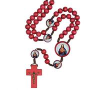 EZVFIRPDFZ Our Father Rosary with Colored Wood(Red-Sacred Heart)