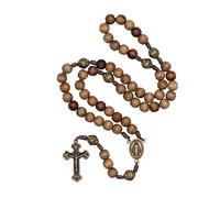 EZVFIRPDFZ Our Father Sacred Handmade Solid Wood Rosary(Sacred Heart-Walnut)