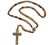 EZVFIRPDFZ Our Father Solid Wooden Rosary(Handmade-Brazilian Walnut) with Madonna Medallion Junction-Comes in Velour Gift Pouch