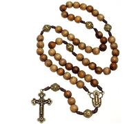 EZVFIRPDFZ Our Father Solid Wooden Rosary(Handmade-Brazilian Walnut) with Miraculous Medal Junction-Comes in Velour Gift Pouch