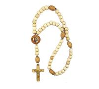 EZVFIRPDFZ Our Lady of Kazan and Christ The Teacher Byzantine Icon on Catholic White Wooden Rosary 13 Inch