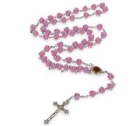 EZVFIRPDFZ Purple Rosary Beads Blessed Soil Holy Lands Necklace Roman Catholic Christian Terra Jerusalem