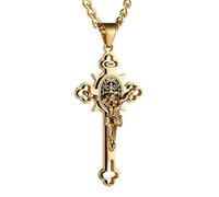 EZVFIRPDFZ Religion Stainless Steel Saint St St.Benedict Crucifix Cross Pendants Necklace
