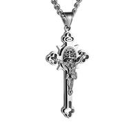 EZVFIRPDFZ Religion Stainless Steel Saint St St.Benedict Crucifix Cross Pendants Necklace