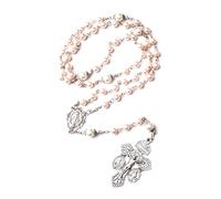 EZVFIRPDFZ Rosary Beads Necklace Catholic for Women,Cross Silver Rosary for Catholic Mother Grandmother Elders,First Communion,Christian Easter Gifts