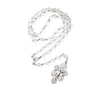 EZVFIRPDFZ Rosary Beads Necklace Catholic for Women,Cross Silver Rosary for Catholic Mother Grandmother Elders,First Communion,Christian Easter Gifts