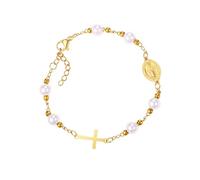 EZVFIRPDFZ Rosary Bracelet for Women:Christian Rosary Cross Bead Link Chain Bracelet Adjustable Saint Benedict Medal Religious Jewelry Gifts