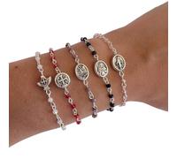 EZVFIRPDFZ Rosary Bracelet With Catholic Saint Charm/Women Girls Religious/St Michael Benedict Anthony Therese Spirit Divine Mercy