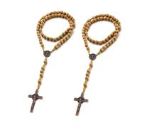EZVFIRPDFZ Rosary Catholic for Women Handmade Wooden Catholic Rosay with Jesus Christ Crucifix Cross Real Healing Wooden Rosary Yoga Meditation Prayer Bead Necklace