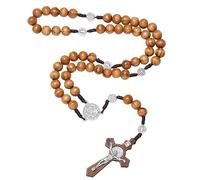 EZVFIRPDFZ Rosary Catholic for Women Handmade Wooden Catholic Rosay with Jesus Christ Crucifix Cross Real Healing Wooden Rosary Yoga Meditation Prayer Bead Necklace