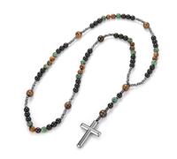EZVFIRPDFZ Rosary Catholic for Women Rosary Necklace Wooden Cross Pendant Necklace Baptism Confirmation Communion
