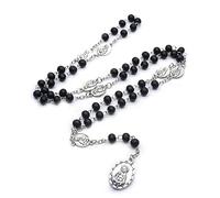 EZVFIRPDFZ Rosary Catholic for Women Rosary Necklace Wooden Cross Pendant Necklace Baptism Confirmation Communion