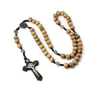 EZVFIRPDFZ Rosary Catholic for Women Rosary Necklace Wooden Cross Pendant Necklace Baptism Confirmation Communion