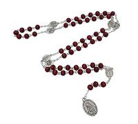 EZVFIRPDFZ Rosary Catholic for Women Rosary Necklace Wooden Cross Pendant Necklace Baptism Confirmation Communion