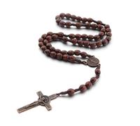 EZVFIRPDFZ Rosary Catholic for Women Rosary Necklace Wooden Cross Pendant Necklace Baptism Confirmation Communion