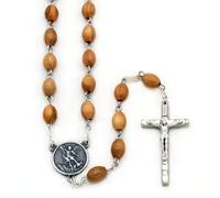 EZVFIRPDFZ Rosary Olive Wood St.Michael Medal