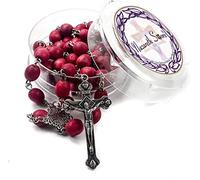 EZVFIRPDFZ Rose smell Rosary Petal Red Rare Carved&;Silver Plated cross()