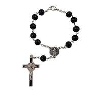 EZVFIRPDFZ Saint Benedict Medal One Decade Catholic Rosary Black Prayer Beads with Cross Crucifix