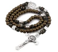 EZVFIRPDFZ Saint Benedict Paracord Rosary Necklace Large and Heavy Metal Beads Durable Rugged Cord Catholic Rosary for Men