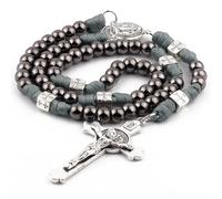 EZVFIRPDFZ Saint Benedict Paracord Rosary Necklace Large and Heavy Metal Beads Durable Rugged Cord Catholic Rosary for Men