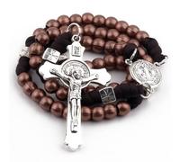 EZVFIRPDFZ Saint Benedict Paracord Rosary Necklace Large and Heavy Metal Beads Durable Rugged Cord Catholic Rosary for Men