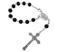 EZVFIRPDFZ Saint Christopher Medal Car Rosary for Rearview Mirror Glass Beads Catholic One Decade Auto Rosary for Women Men Religious