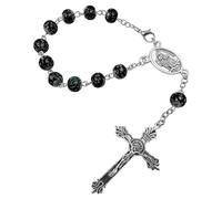 EZVFIRPDFZ Saint Christopher Medal Car Rosary for Rearview Mirror Glass Beads Catholic One Decade Auto Rosary for Women Men Religious