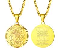 EZVFIRPDFZ Saint Michael The Archangel Necklace for Men,Protection Catholic,22-24 Inch,Adjustable,Come with Box