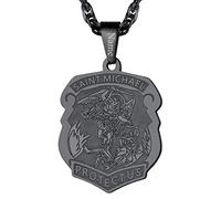 EZVFIRPDFZ Saint Michael The Archangel Necklace for Men,Protection Catholic,22-24 Inch,Adjustable,Come with Box
